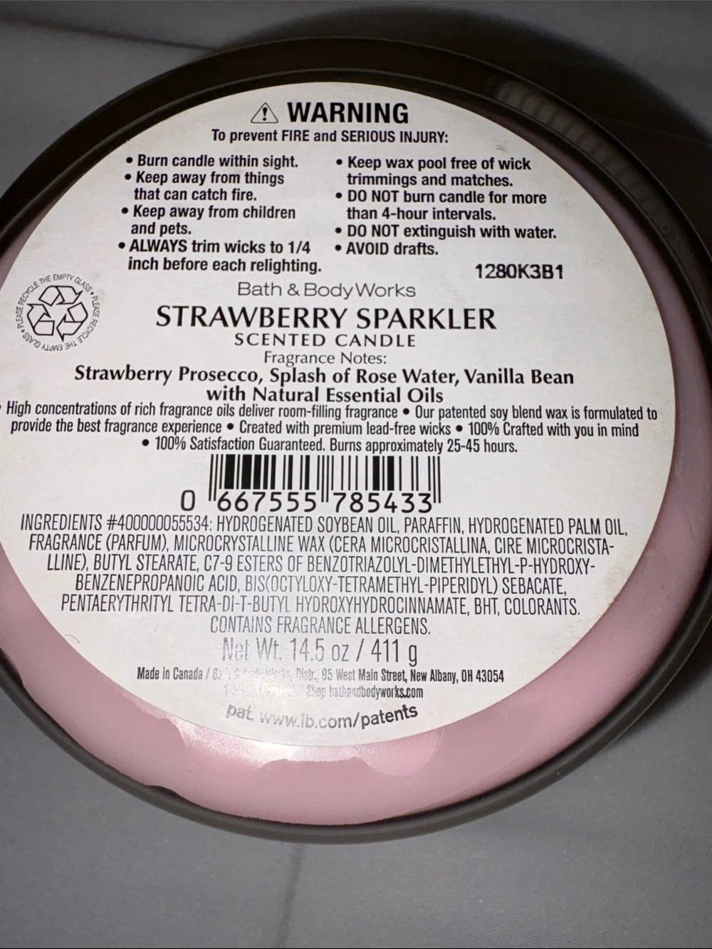 Bath & Body Works White Barn candle 14.5 oz 3 wick new Strawberry Sparkler